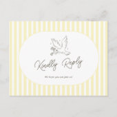 Soft Yellow Striped Whimsical RSVP Postcard ポストカード (正面)