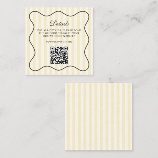 Soft Yellow Stripes QR Code エンクロージャーカード (正面/裏面)