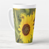 Soft Yellow Wild Sunflowers and Bees Photograph カフェラテマグ (左アングル)