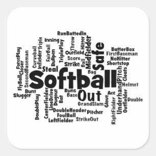 Softballのワードクラウド スクエアシール