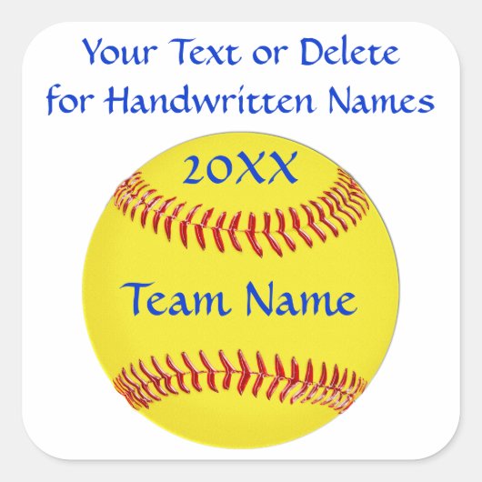 Softballステッカー3文字ボックスまたは削除 スクエアシール (正面)