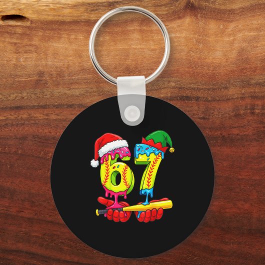 Softball 67 Ice Cream Drip Six Seven Boys Funny Ch キーホルダー (正面)