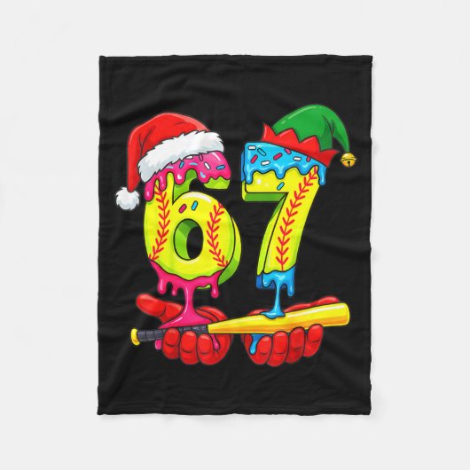 Softball 67 Ice Cream Drip Six Seven Boys Funny Ch フリースブランケット (正面)