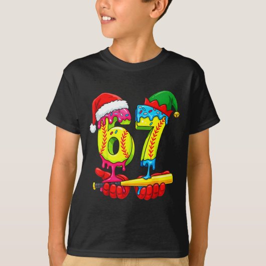 Softball 67 Ice Cream Drip Six Seven Boys Funny Ch Tシャツ (正面)