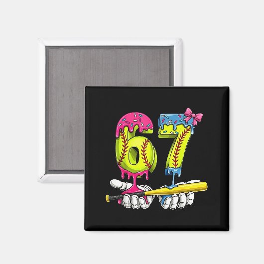 Softball 67 Ice Cream Drip Six Seven Boys Funny Me マグネット (正面/裏面)