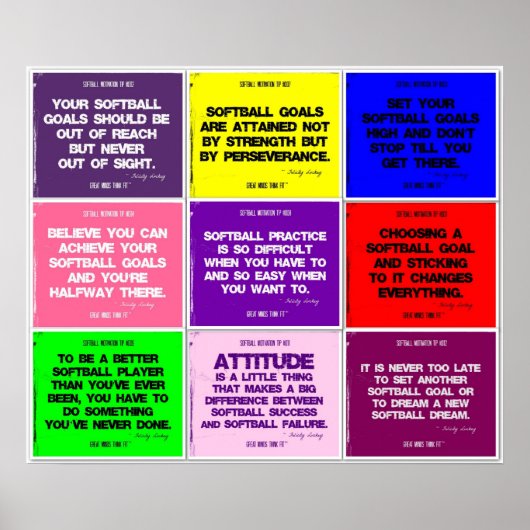 Softball 9 Color Quote Collage ポスター (正面)