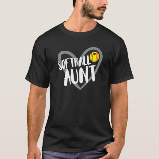 Softball Aunt Heart Tシャツ (正面)