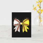 Softball Baseball Mom Bow Christian With Man This  カード (黄色い花)