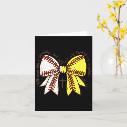 Softball Baseball Mom Bow Christian With Man This  カード (黄色い花)