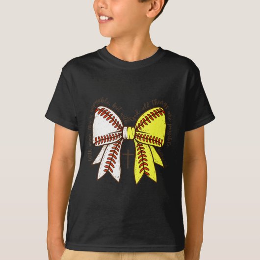Softball Baseball Mom Bow Christian With Man This  Tシャツ (正面)