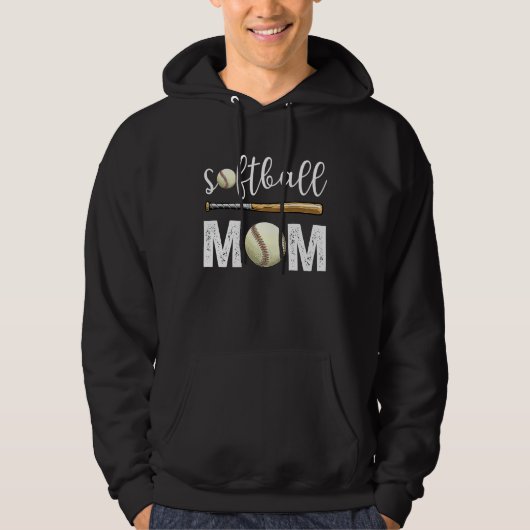 Softball Baseball Mom coll Mother's Day Softball パーカ (正面)