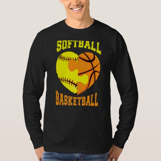 Softball Basketball Sports Heart Activity Hobby F Tシャツ (正面)