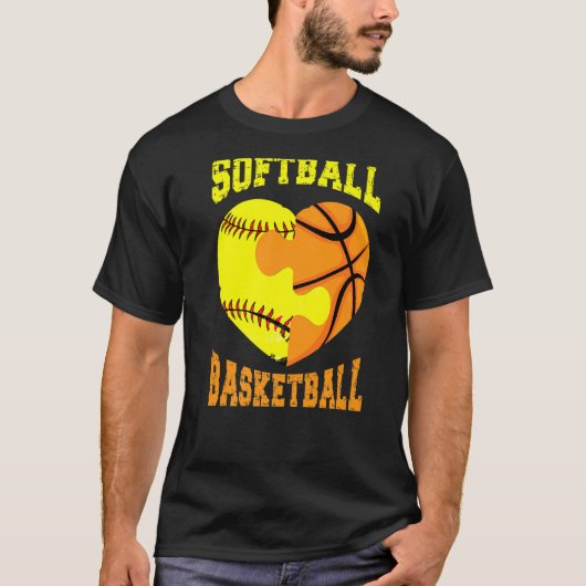 Softball Basketball Sports Heart Activity Hobby F Tシャツ (正面)