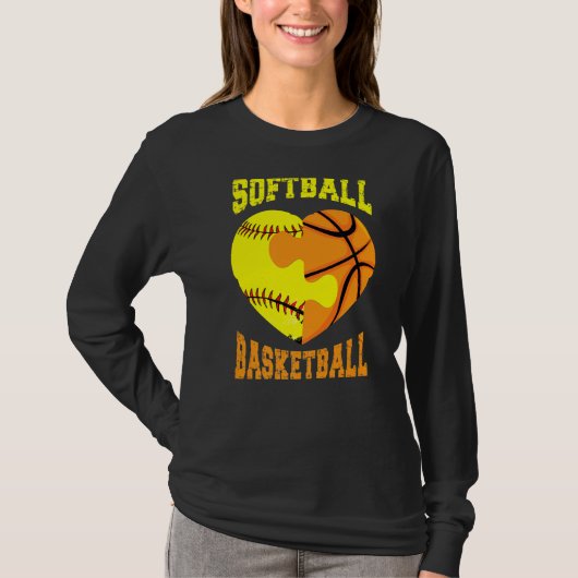 Softball Basketball Sports  Heart Activity Hobby F Tシャツ (正面)