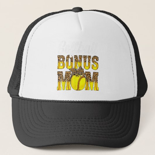 Softball Bonus Mom Game Day Women Leopard Mothers キャップ (正面)