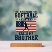 Softball Brother Patriotic Vintage Engraving Shirt アクリルサイン (ニュートラル)
