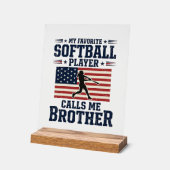 Softball Brother Patriotic Vintage Engraving Shirt アクリルサイン (傾斜)