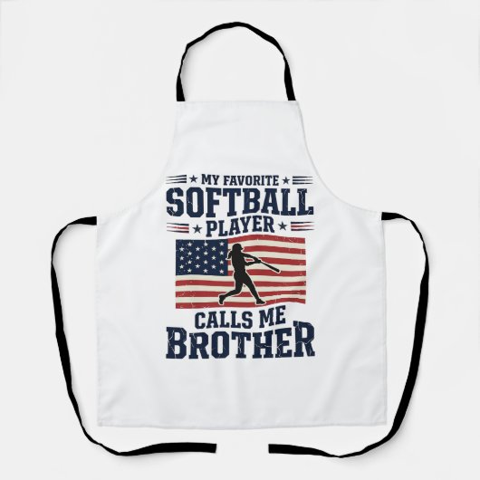 Softball Brother Patriotic Vintage Engraving Shirt エプロン (正面)