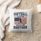 Softball Brother Patriotic Vintage Engraving Shirt クッション (ブランケット)