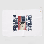 Softball Brother Patriotic Vintage Engraving Shirt ゴルフタオル (横)