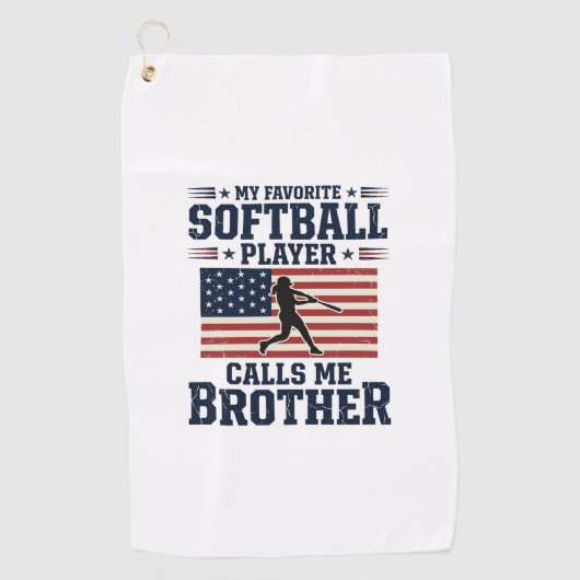 Softball Brother Patriotic Vintage Engraving Shirt ゴルフタオル (正面)
