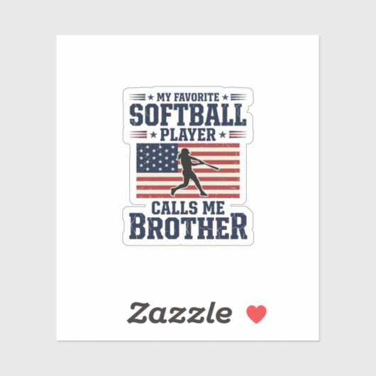 Softball Brother Patriotic Vintage Engraving Shirt シール (シート)