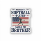 Softball Brother Patriotic Vintage Engraving Shirt シール (正面)