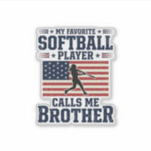 Softball Brother Patriotic Vintage Engraving Shirt シール (正面)