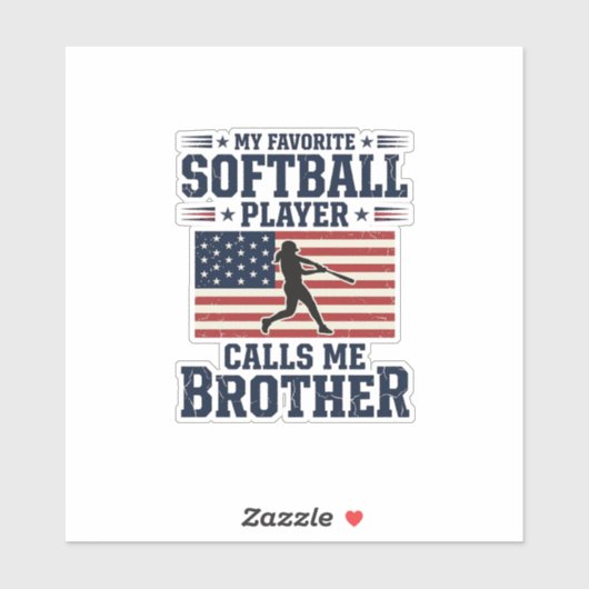 Softball Brother Patriotic Vintage Engraving Shirt シール (シート)