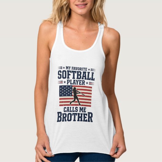 Softball Brother Patriotic Vintage Engraving Shirt タンクトップ (正面)