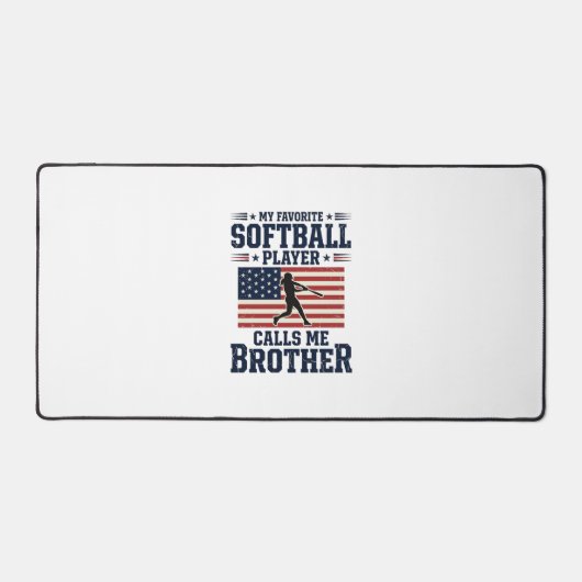 Softball Brother Patriotic Vintage Engraving Shirt デスクマット (正面)