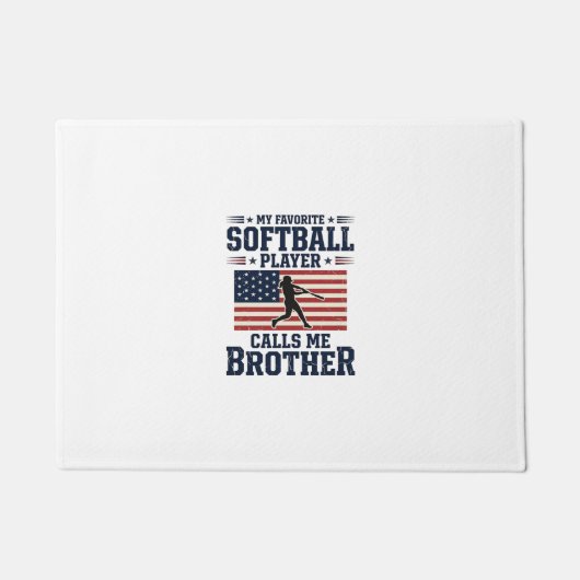 Softball Brother Patriotic Vintage Engraving Shirt ドアマット (正面)