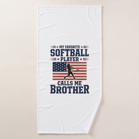 Softball Brother Patriotic Vintage Engraving Shirt バスタオル (バスタオル)