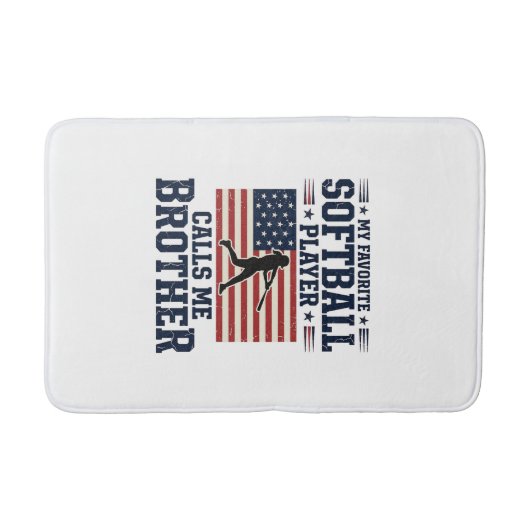 Softball Brother Patriotic Vintage Engraving Shirt バスマット (正面)