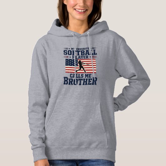 Softball Brother Patriotic Vintage Engraving Shirt パーカ (正面)