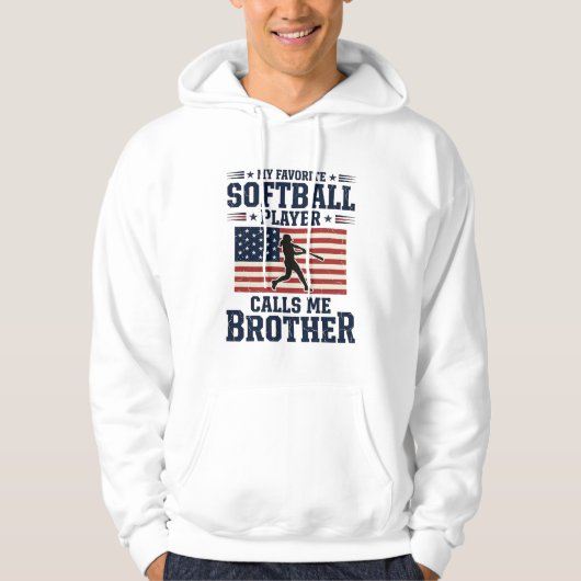 Softball Brother Patriotic Vintage Engraving Shirt パーカ (正面)