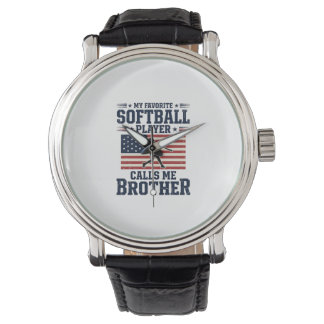 Softball Brother Patriotic Vintage Engraving Shirt 腕時計