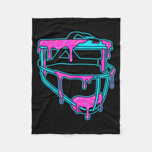 Softball Catcher Drip Ice Cream Mask Sprinkles Gam フリースブランケット (正面)