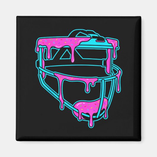 Softball Catcher Drip Ice Cream Mask Sprinkles Gam マグネット (正面)