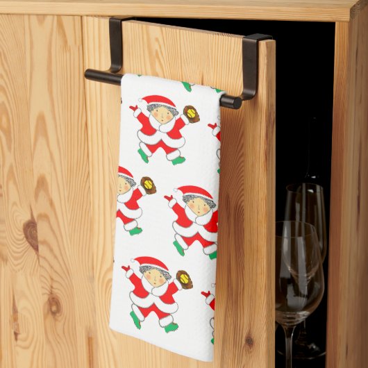 Softball Christmas キッチンタオル (三つ折り)