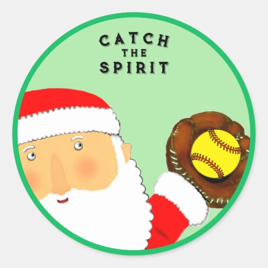 Softball Christmas Gift ラウンドシール (正面)