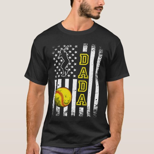 Softball Dada American Flag  Vintage Softball Tシャツ (正面)