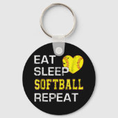 Softball Eat Sleep Softball Repeat キーホルダー (正面)
