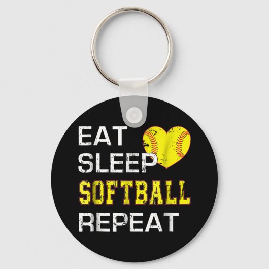 Softball Eat Sleep Softball Repeat キーホルダー (正面)