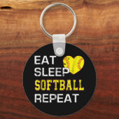 Softball Eat Sleep Softball Repeat キーホルダー (正面)