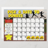 Softball Fundraiserカレンダー「Pick A Date」寄付 招待状 (正面/裏面)