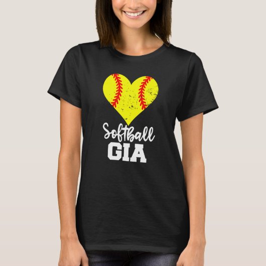 Softball Gia Softball Heart Grandma Gia Tシャツ (正面)