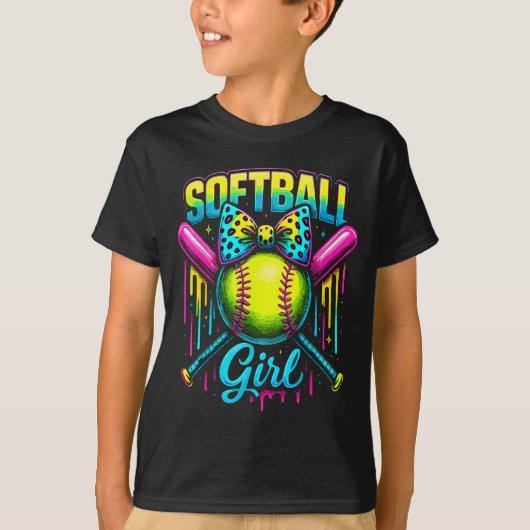 Softball Girl Drip Funny Softball Player Tシャツ (正面)