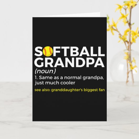 Softball Grandpa Definition Granddaughter's Bigges カード (黄色い花)