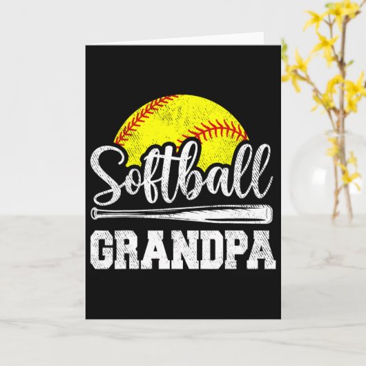 Softball Grandpa Softball Player Game Day Father's カード (黄色い花)